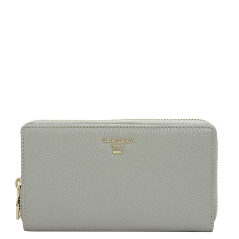 Da Milano Women's Leather Wallet - Wax Leather Ladies Wallet - Khaki