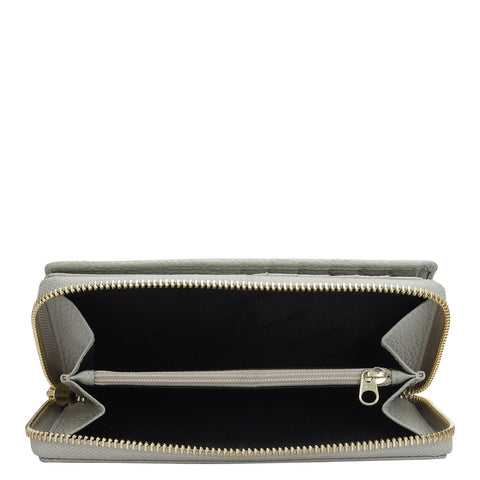 Da Milano Women's Leather Wallet - Wax Leather Ladies Wallet - Khaki