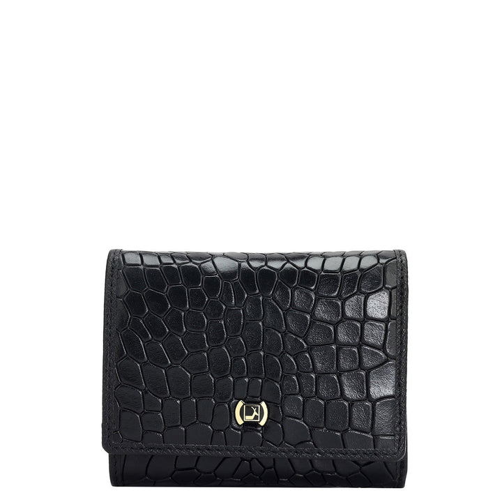 Croco Leather Ladies Wallet - Black