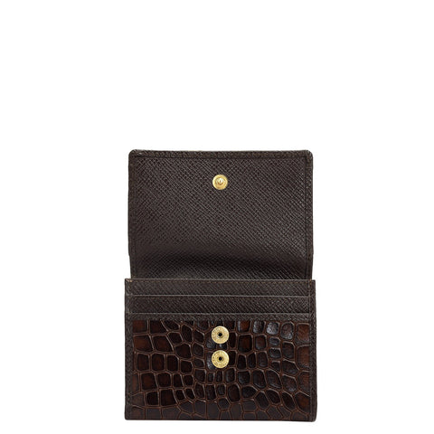 Da Milano Women's Leather Wallet - Croco Leather Ladies Wallet - Brown
