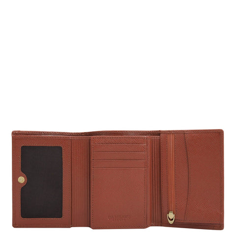 Da Milano Women's Leather Wallet - Croco Leather Ladies Wallet - Brick