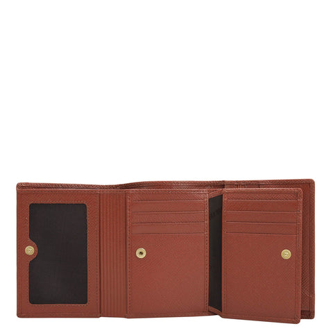 Da Milano Women's Leather Wallet - Croco Leather Ladies Wallet - Brick