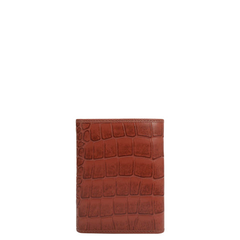 Da Milano Women's Leather Wallet - Croco Leather Ladies Wallet - Brick