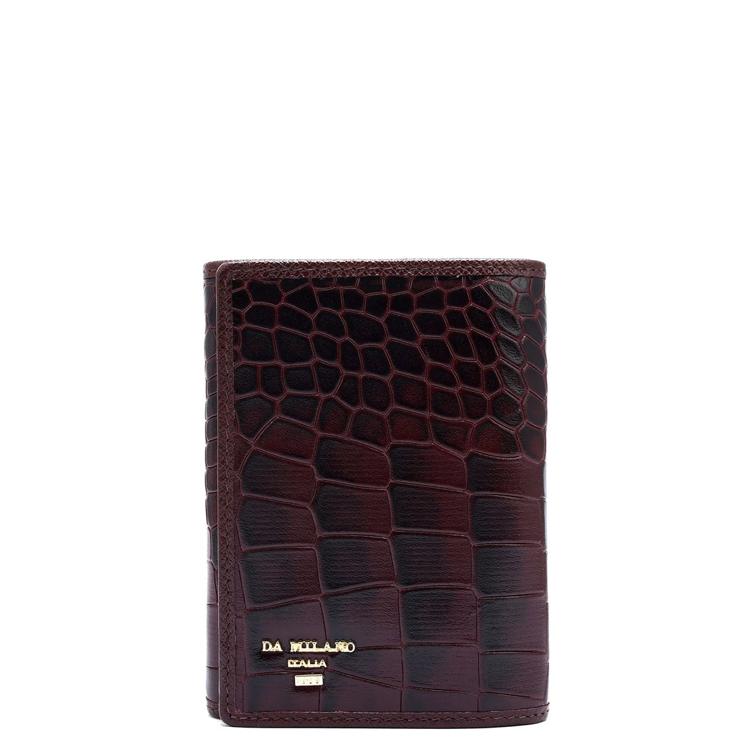 Croco Leather Ladies Wallet - Wine