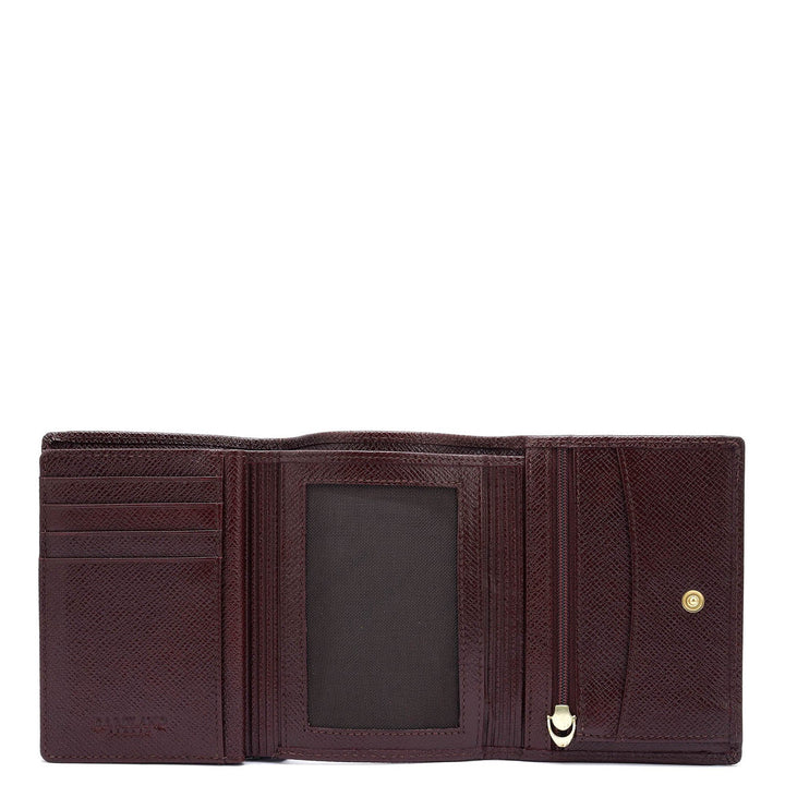 Croco Leather Ladies Wallet - Wine