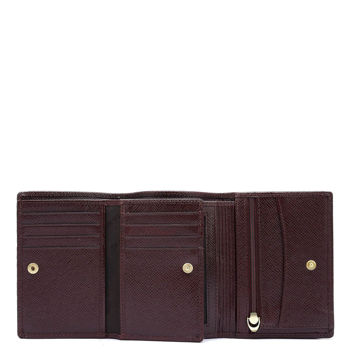 Croco Leather Ladies Wallet - Wine