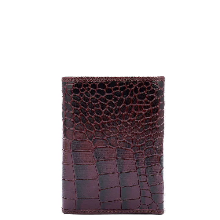 Croco Leather Ladies Wallet - Wine