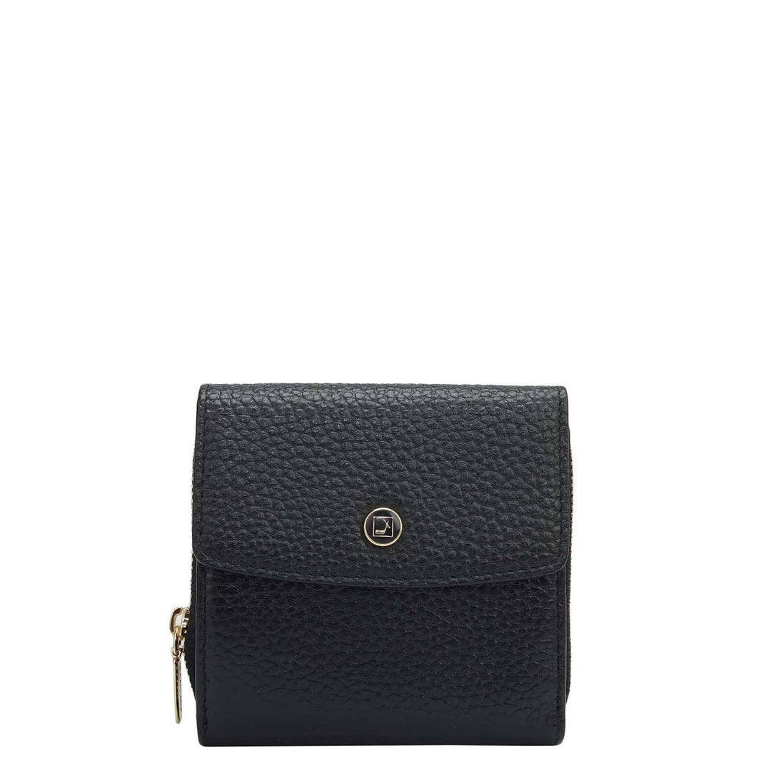 Wax Leather Ladies Wallet - Black