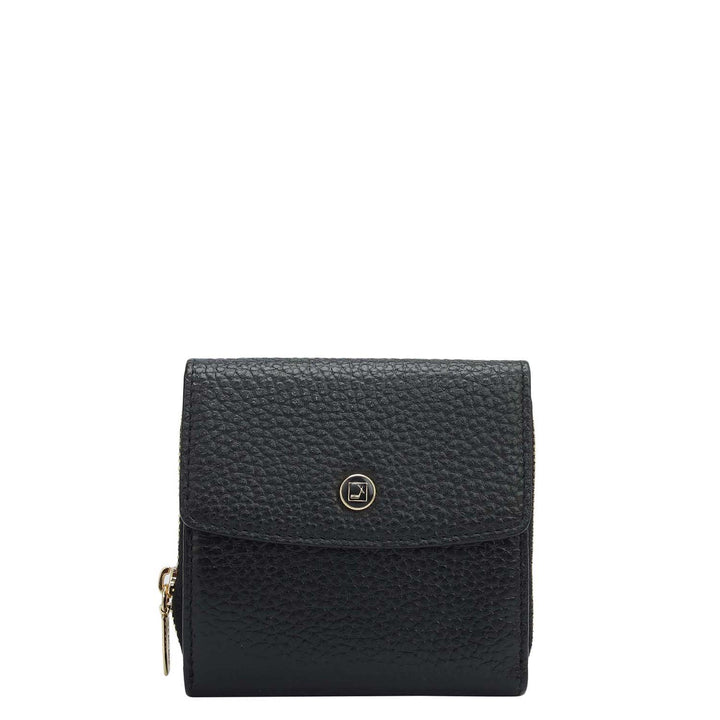 Wax Leather Ladies Wallet - Black
