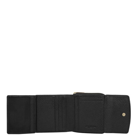 Da Milano Women's Leather Wallet - Wax Leather Ladies Wallet - Black