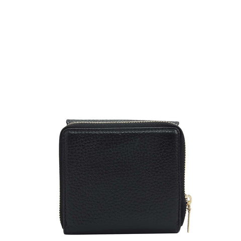 Da Milano Women's Leather Wallet - Wax Leather Ladies Wallet - Black