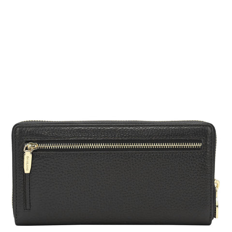 Da Milano Women's Leather Wallet - Wax Leather Ladies Wallet - Black