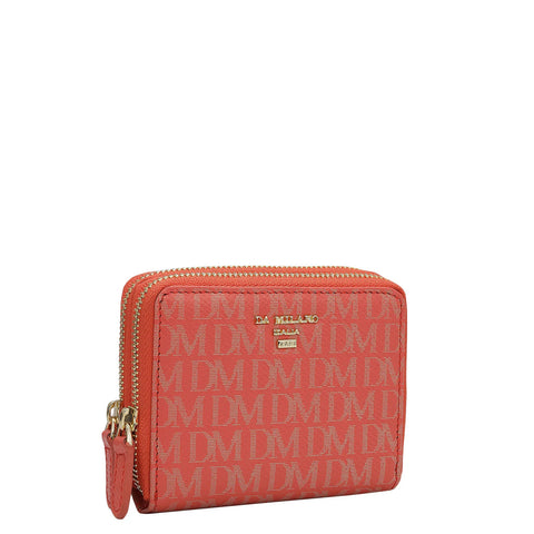 Monogram Leather Ladies Wallet - Corallo