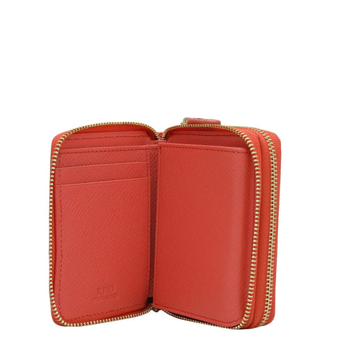 Monogram Leather Ladies Wallet - Corallo