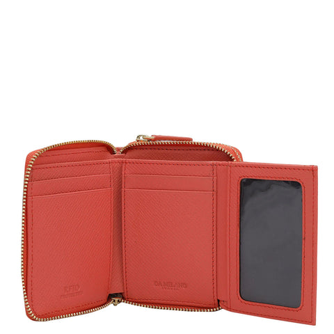 Monogram Leather Ladies Wallet - Corallo