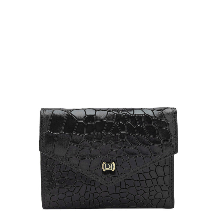 Croco Leather Ladies Wallet - Black