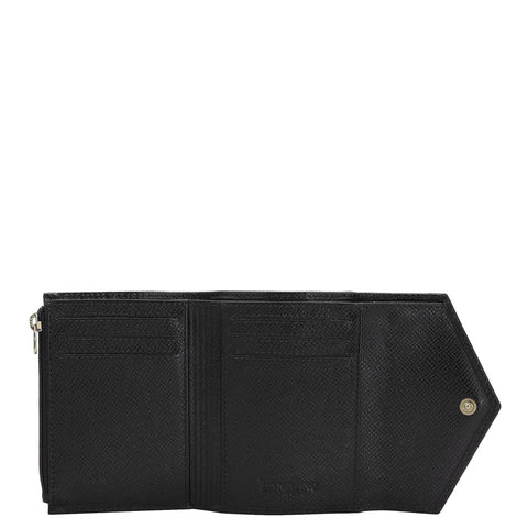 Da Milano Women's Leather Wallet - Croco Leather Ladies Wallet - Black