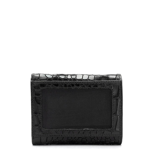 Da Milano Women's Leather Wallet - Croco Leather Ladies Wallet - Black
