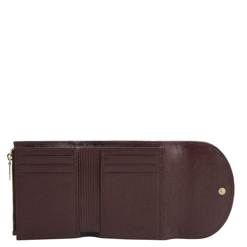 Da Milano Women's Leather Wallet - Croco Leather Ladies Wallet - Wine