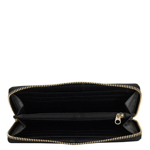 Da Milano Women's Leather Wallet - Franzy Leather Ladies Wallet - Black