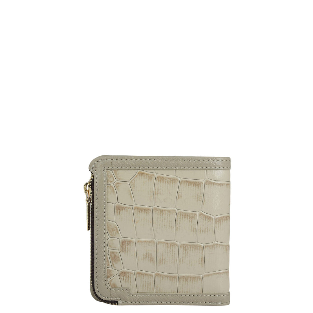 Croco Leather Ladies Wallet - Frost