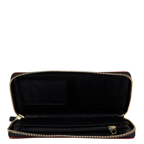 Da Milano Women's Leather Wallet - Monogram Franzy Leather Ladies Wallet - Black