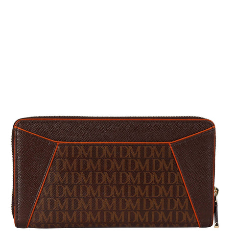 Da Milano Women's Leather Wallet - Monogram Franzy Leather Ladies Wallet - Oak