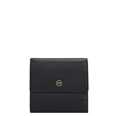 Wax Leather Ladies Wallet - Black