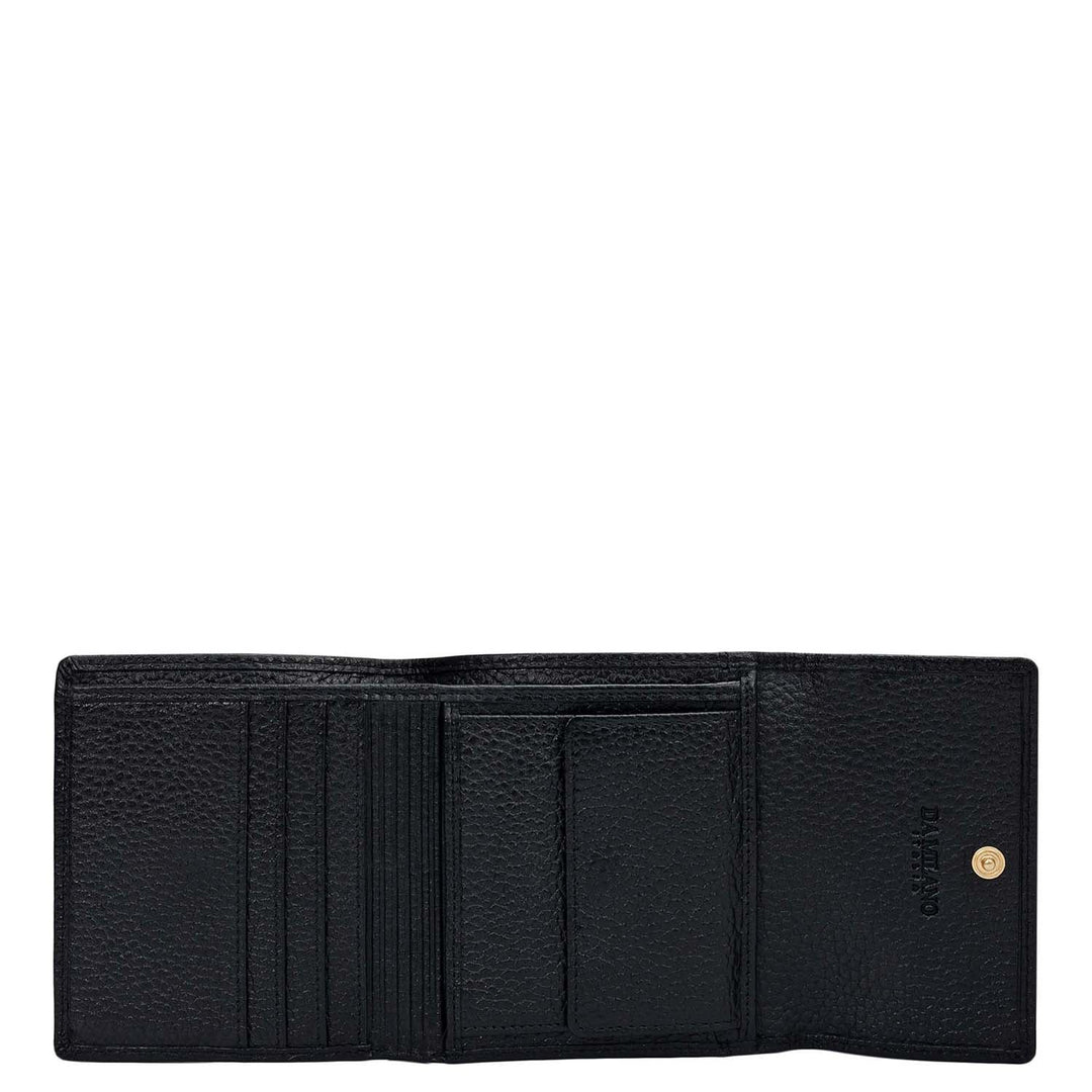 Wax Leather Ladies Wallet - Black