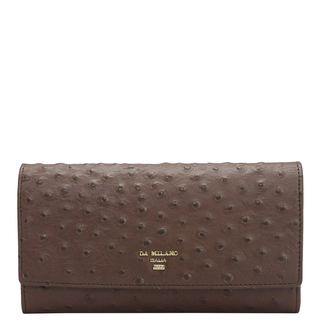 Ostrich Leather Ladies Wallet - Brown