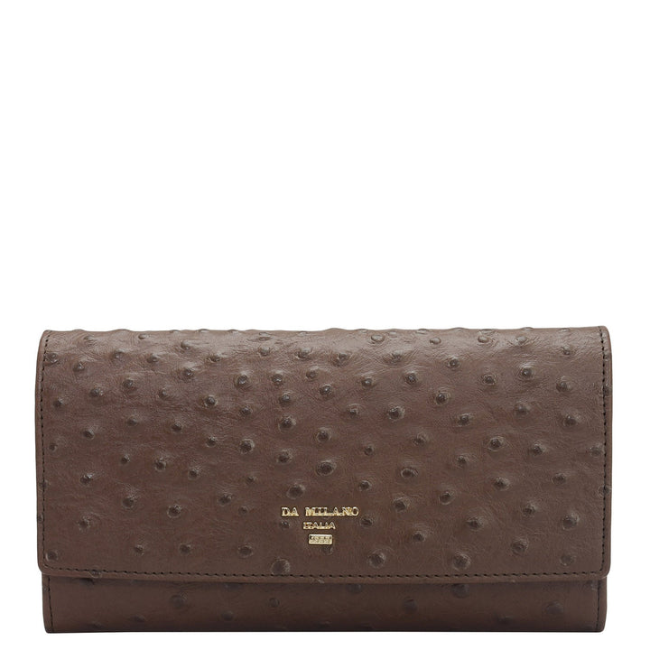 Ostrich Leather Ladies Wallet - Brown