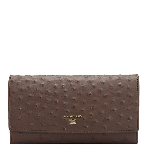Ostrich Leather Ladies Wallet - Brown