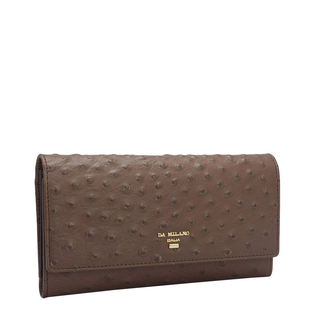 Ostrich Leather Ladies Wallet - Brown