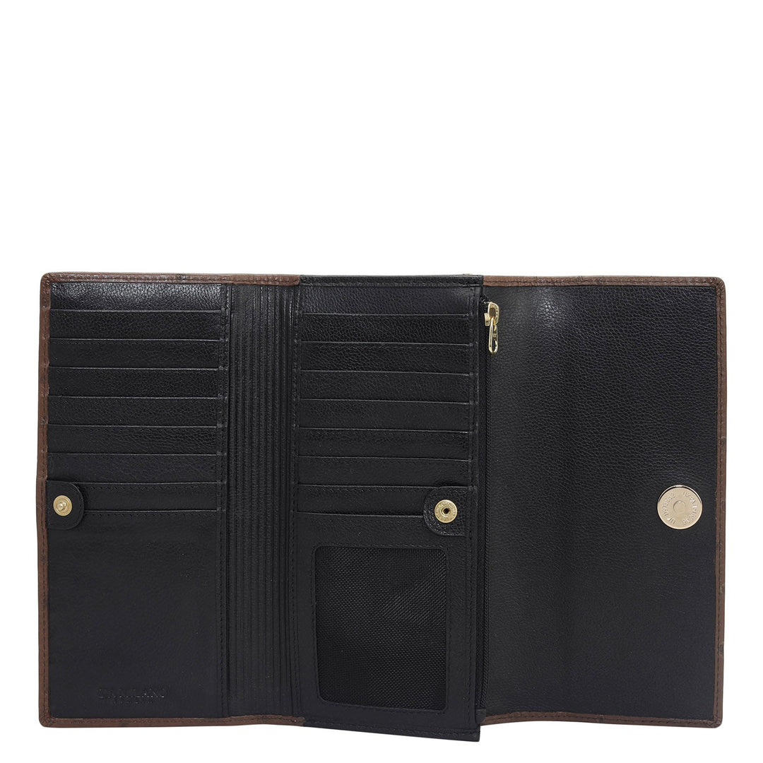 Ostrich Leather Ladies Wallet - Brown