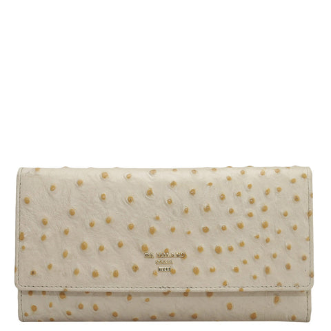 Ostrich Leather Ladies Wallet - Vanilla