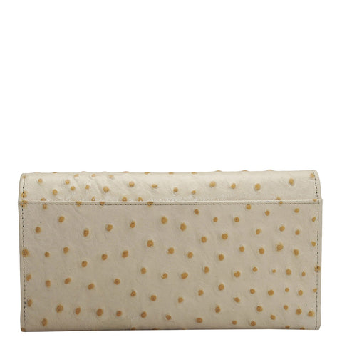 Ostrich Leather Ladies Wallet - Vanilla