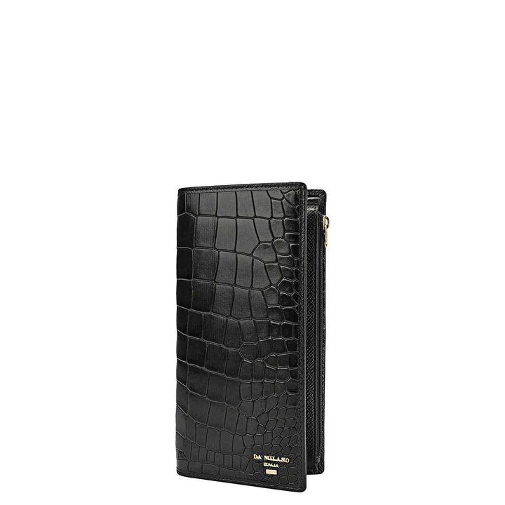 Croco Leather Ladies Wallet - Black