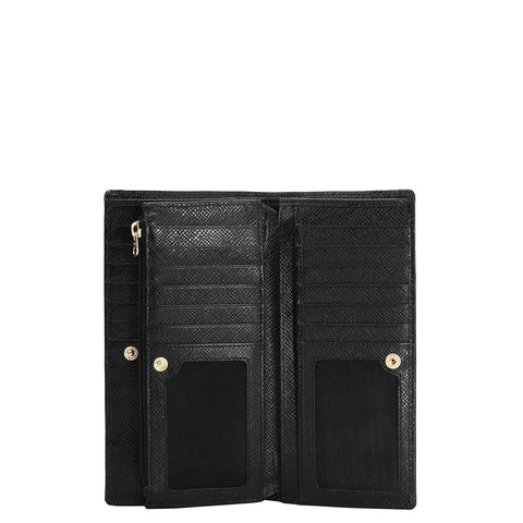 Croco Leather Ladies Wallet - Black