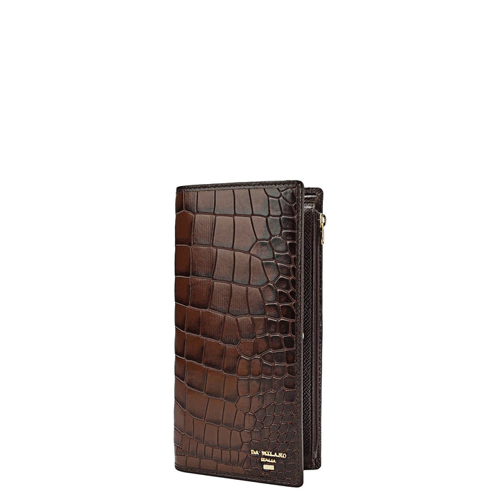 Croco Leather Ladies Wallet - Brown