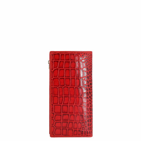 Croco Leather Ladies Wallet - Red