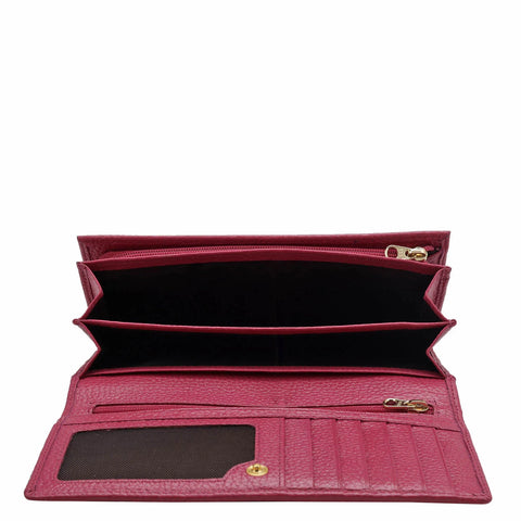 Wax Leather Ladies Wallet - Majenta