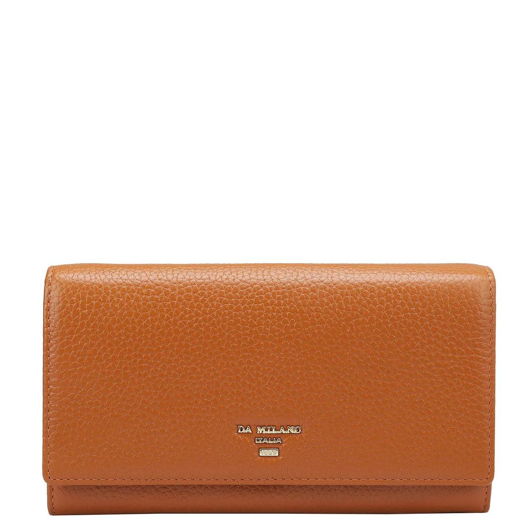 Wax Leather Ladies Wallet - Orange