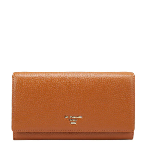 Wax Leather Ladies Wallet - Orange