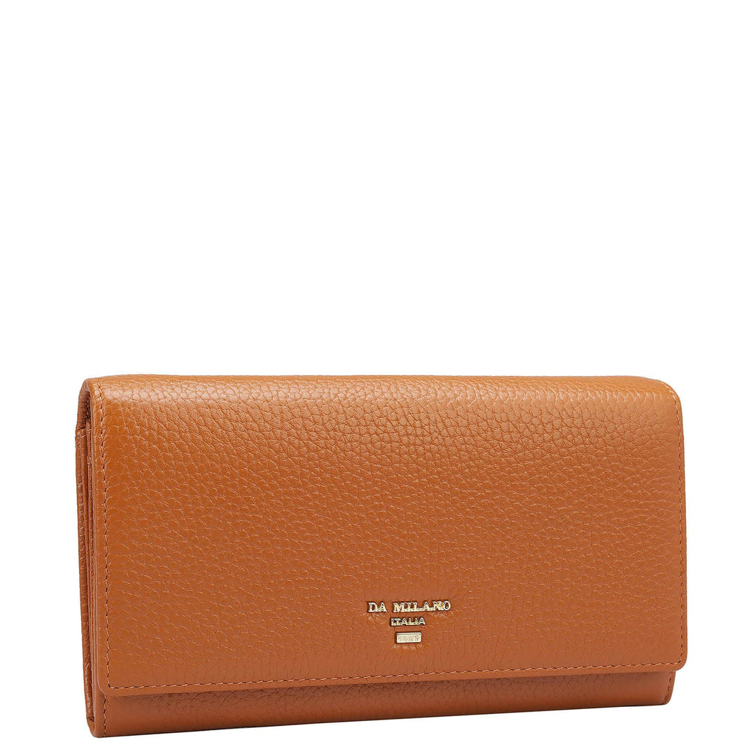 Wax Leather Ladies Wallet - Orange