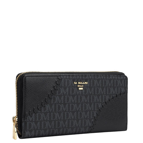 Monogram Franzy Leather Ladies Wallet - Black