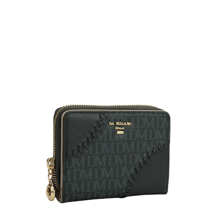 Monogram Franzy Leather Ladies Wallet - Petrol Green