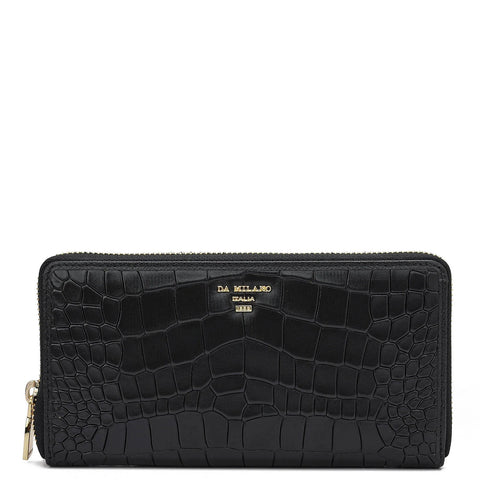 Croco Leather Ladies Wallet - Black