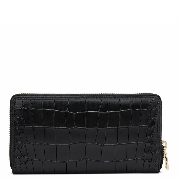 Croco Leather Ladies Wallet - Black