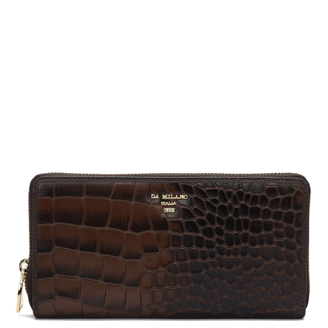 Croco Leather Ladies Wallet - Brown