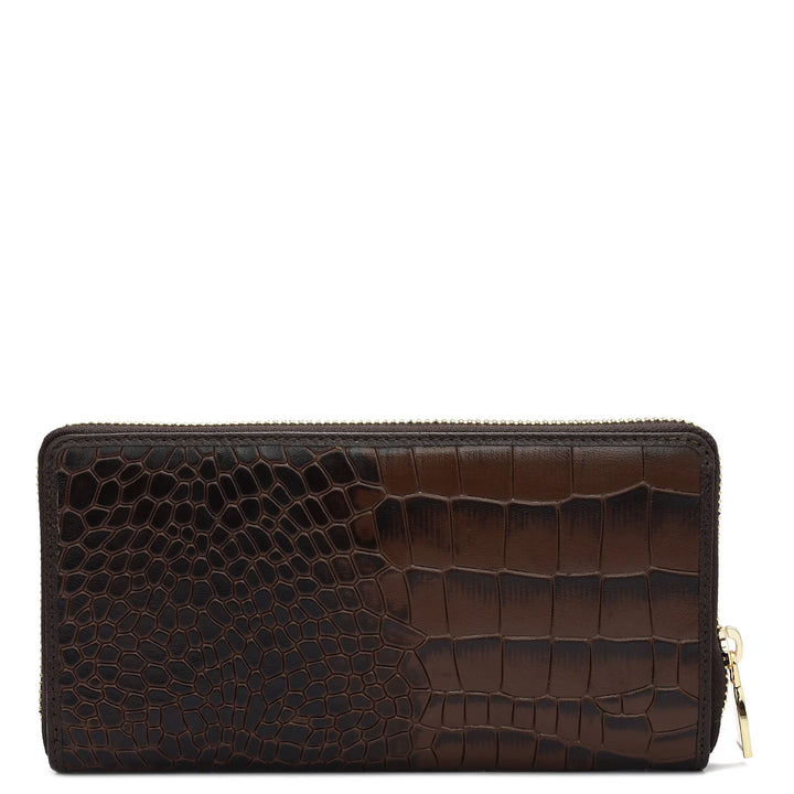 Croco Leather Ladies Wallet - Brown